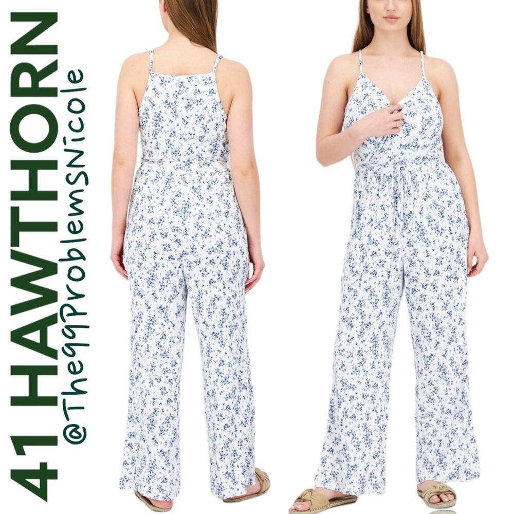 41 Hawthorn Annora Floral Print Sleeveless Knit Jumpsuit